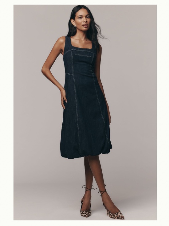 Dresses & Skirts - NWT Anthropologie Pilcro Square-Neck Denim A-Line Midi Dress